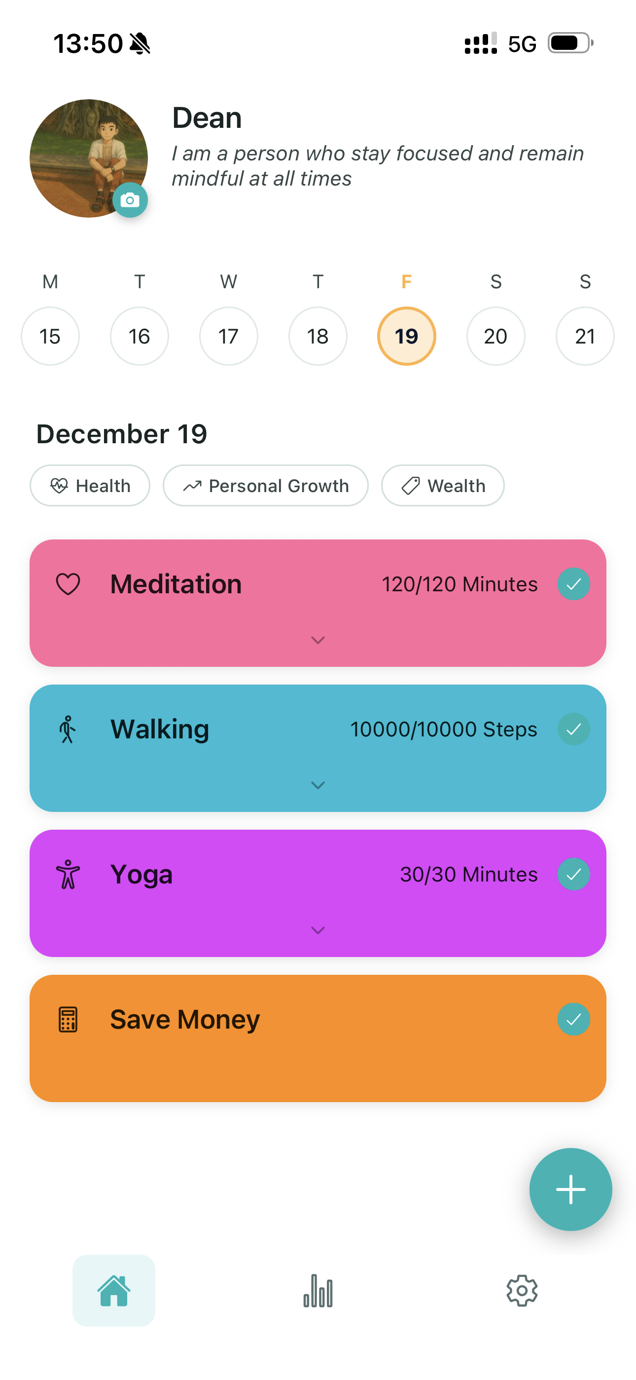 Joy Habit Tracker Homescreen